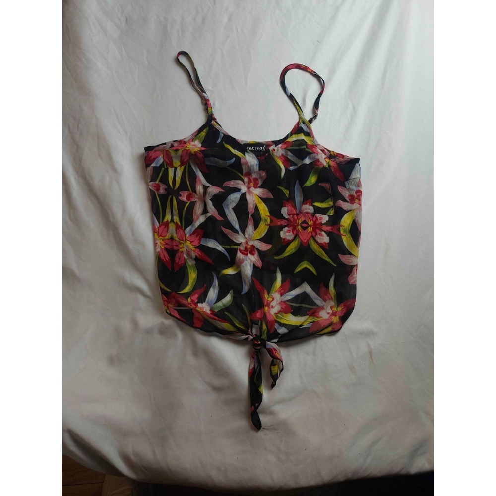 Vtg Wet Seal Cami Tank Top Small Floral Sheer Beachy Boho Fairy Festivalwear Y2K